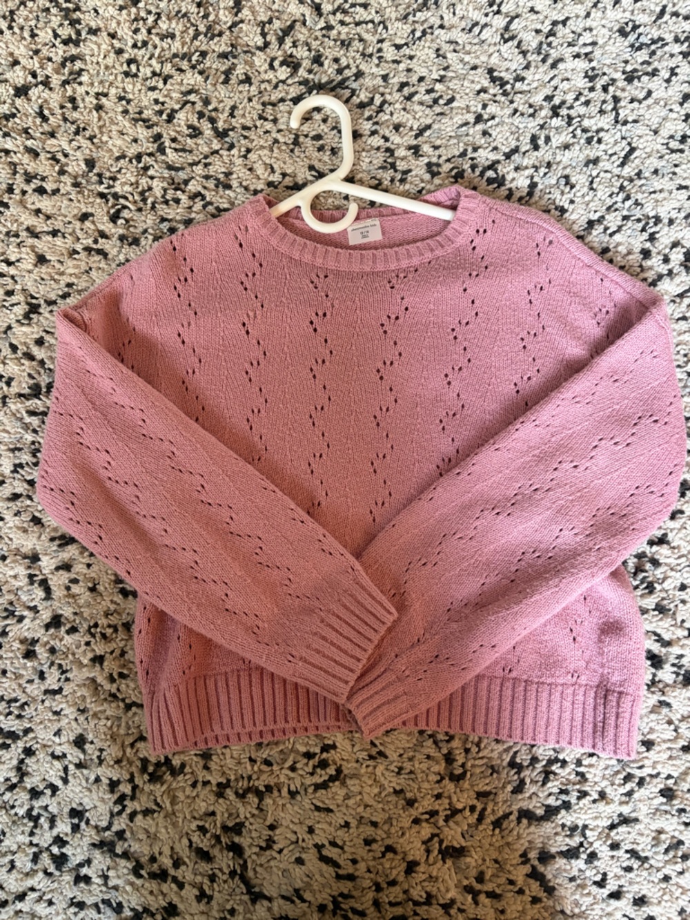 abercrombie kids dusty pink eyelet crewneck sweater